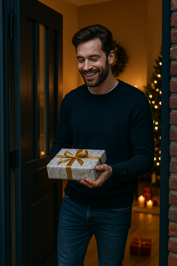 Vader ontvangt last minute sinterklaascadeau en lacht opgelucht