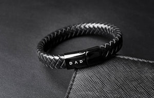 DAD leren armband zwart voorzijde
