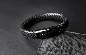 DAD leren armband zwart voorzijde