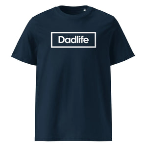 cadeau voor vader – navy dadlife t-shirt met siliconen brick print en luxe cadeauverpakking