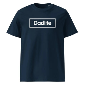 cadeau voor vader – navy dadlife t-shirt met siliconen brick print en luxe cadeauverpakking