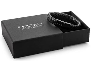 DAD zwarte leren armband met luxe cadeau verpakking