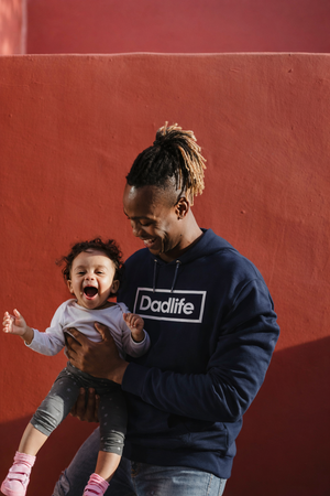 Papa met navy blauw dadlife trui